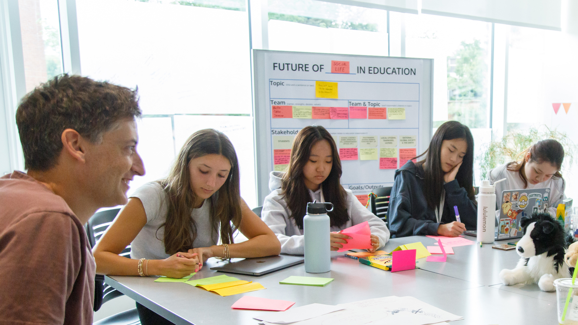 Students and instructor in design thinking class