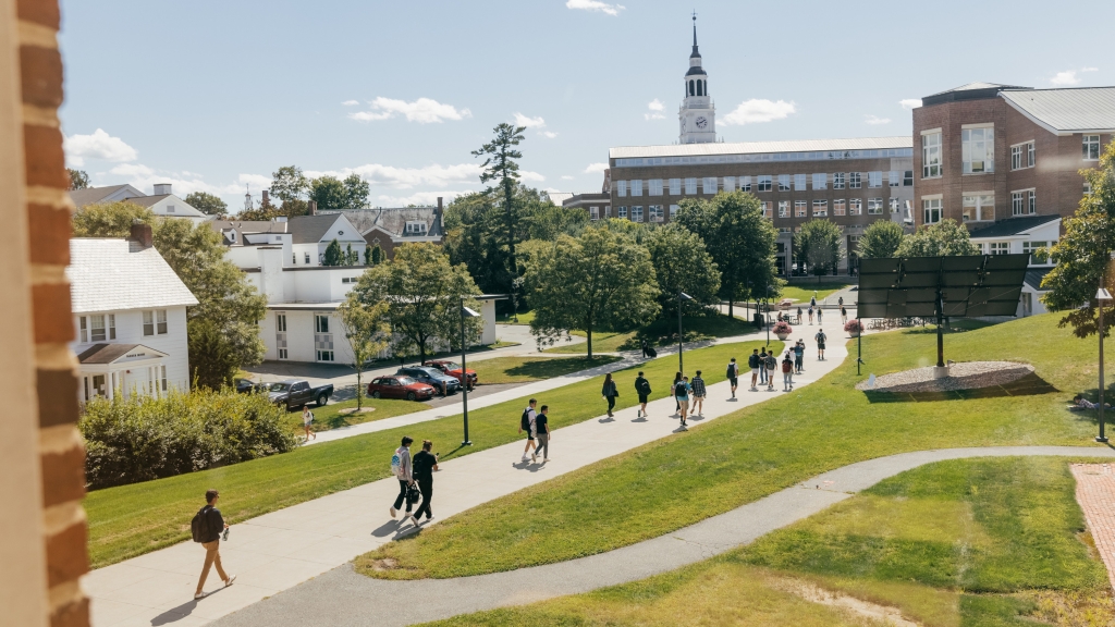 Students walking across campus